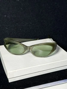 Vintage 50er Jahre Katay Paris Cat Eye Sonnenbrille Made in France olivgrün Acetat - Bild 1 von 18