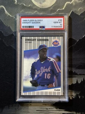 🔥 DWIGHT GOODEN 1989 FLEER GLOSSY #36 NY METS HOF PSA 10 GEM MINT - METS 🔥 - Image 1 of 2