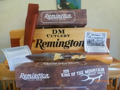 Remington 2026 Bullet Knife King of the Mountain Stag Bone Fixed Blade w/Sheath - Image 1 of 4
