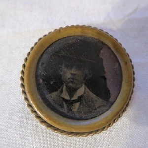 Alte Brosche mit Foto Bildbrosche um 1920 (EE220) - Bild 1 von 5