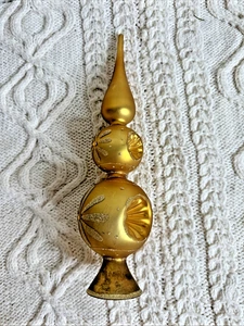 Vintage Gold Tree Topper 12” Double Reflector German Style Swirl Glitter Stars - Picture 1 of 23