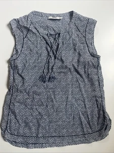 Vineyard Vines Women's Blue White Polka Dots Tie w/Tassels Neck Sleeveless M - Picture 1 of 7