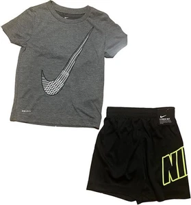 Nike Toddler Boy Dri-FIT Graphic T-Shirt & Shorts Set (Black/Carbon Hthr, 3T/4T) - Picture 1 of 3