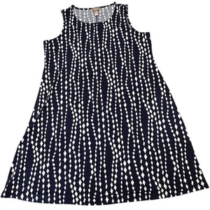 Chicos Sleeveless Shift Dress Women Size 2 US L / 12 Blue White All Over Print - Picture 1 of 6
