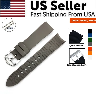 Correa de reloj de silicona suave de 18 mm 20 mm 22 mm correa de repuesto para buzos liberación rápida Foto 1 de 4