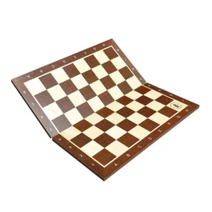 African Palisander & Maple Folding Wooden Chess Board 2.25" With Notation & Logo - Picture 1 of 4
