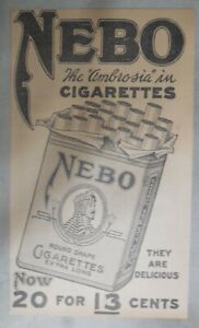 Nebo Turkish Cigarette Ad: The Ambrosia in Cigarettes ! 1919 Size: 8 x 15 inches