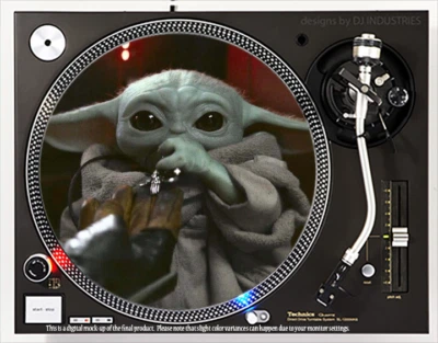 DJ INDUSTRIES Baby Yoda - 7"-12" DJ slipmat slip mat LP turntable record player
