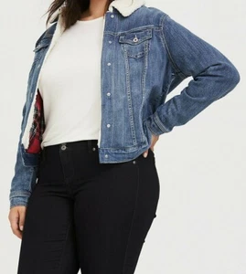Torrid Denim Truckers Sherpa Jacket 00 M L 10 # 82170 - Picture 1 of 4