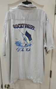 Rocky Patel Silk Button Up Shirt "OFF THE HOOK" Embroidered Beige Men's XXL - Picture 1 of 12
