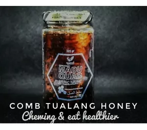 PURE TUALANG HONEY With Honeycomb - 325gm in glass jar. **RAW & WILD** - Picture 1 of 4