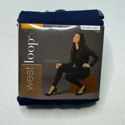 West Loop Womens Leggings sz S M 4 6 8 Navy Blue Fleece Lined Stretch NEW - Image 1 of 4