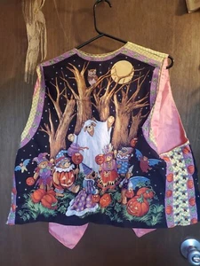 Vintage Halloween Ugly Sweater Teddy Bear Vampire Bat Witch Devil VTG SZ L XL - Picture 1 of 9