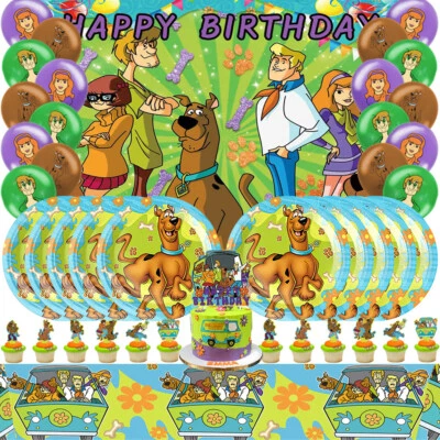 Scooby Birthday Party Supplies Set Plates Balloons Banner Tablecloth Theme Party - Image 1 of 4