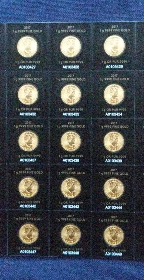 5 x 1g Maple Leaf 999,9 Feingold ; Maplegram ; nummeriert & zertifiziert - Bild 1 von 4