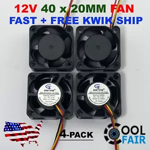 12V 40mm x 20mm DC Cooling Fan 3pin 4020 Computer Case Cooler 9 CFM 4 Pcs - Picture 1 of 4