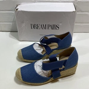 NEW DREAM PAIRS Women's Closed Toe Ankle Strap Espadrilles Wedge Sandals 7.5 - Picture 1 of 8