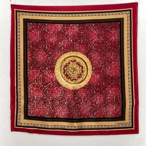 JONES NEW YORK Silk Scarf 21 x 21 Barocco Print Border Frame Square Red - Picture 1 of 9