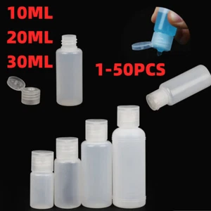 10/20/30ML Small Travel Flip Caps Liquids Bottle Plastic Empty Clear Containers - Picture 1 of 7