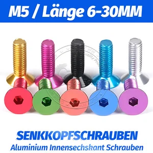 M5 Aluminium Senkkopfschrauben Farbig Eloxiert Innensechskant Schrauben 6-30mm - Picture 1 of 20