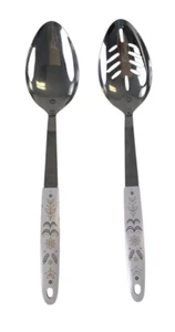 Flint Kitchen Utensils 2 Spoons Arrowhead Stainless Steel Harvest Wheat Vintage - Picture 1 of 7