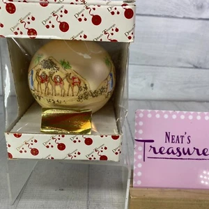 Dillard's Trimming HandPainted THREE CAMELS Hanging Christmas Ball Ornament Box - Picture 1 of 12