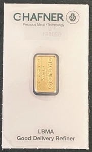 1g Gram Fine Gold Bar – C. HAFNER Refinery 999.9 pure AU - Picture 1 of 3