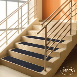 Non Slip Carpet Stair Treads 15PCs 30 X 8 Inch Mats Indoor For Wooden Steps - Picture 1 of 22