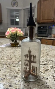 Antique Folk Art Whimsy Bottle Hand Carved Wooden Tools, Crucifix, Rare Stopper - Picture 1 of 24