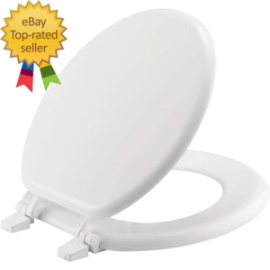 Round Enameled Wood Closed Front Toilet Seat in White - Picture 1 of 11
