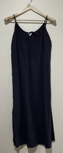 Old Navy Cami Midi Maxi Dress Size Large Navy Side Slit Beach Coastal Summer - Picture 1 of 10