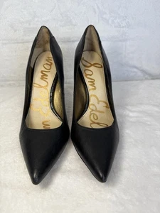 "Bombas de tacón de aguja Sam Edelman para mujer de cuero negro avellana punta de 4"" talla 9" - Imagen 1 de 23