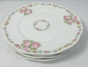 Limoges Salad Plate Set Of 5 Pink Roses France - Picture 1 of 9