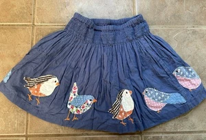 Mini Boden girls blue applique bird skirt size 4-5 VGUC - Picture 1 of 5