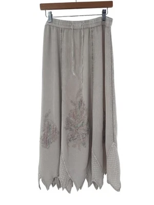 Falda Kaktus Mujer Beige Bordada 1X Cintura Elástica Rayón Hecha en India Foto 1 de 4