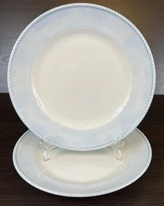 2 Beautiful Lenox Swedish Trellis Rope Edge Blue Rimmed Dinner Plates - Picture 1 of 9