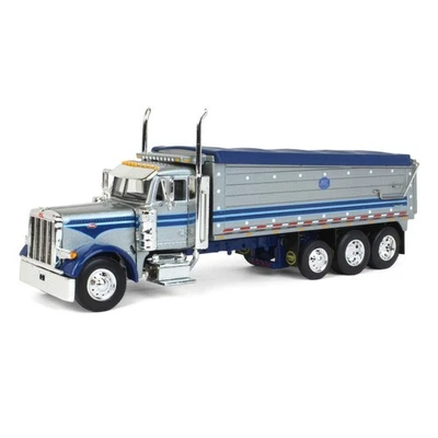 First Gear DCP 1/64 Silver & Blue Peterbilt 379 w/Tri-Axle MAC Dump Body 60-1342 - Image 1 of 4