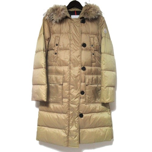 10X Piumino con cappuccio pelliccia Moncler Messina Entry Points taglia 0 beige donna lusso