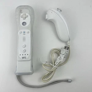 Mando a distancia oficial Nintendo Wii Motion Plus y Nunchuck BLANCO OEM PROBADO - Imagen 1 de 1