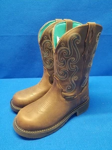 Justin TASHA 11” Leather Waterproof Work Boots Steel Toe Women Size 8.5B GY9991 - Picture 1 of 4