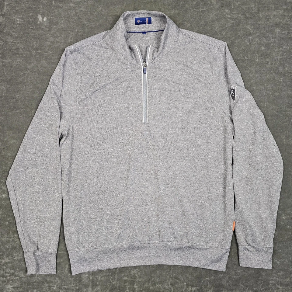 Pullover de golf Stitch para hombre gris medio jaspeado cuarto cremallera rendimiento cuello falso Foto 1 de 4