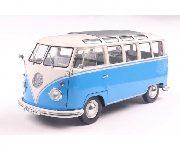 Volkswagen VW T1 Bus Samba Modellino 1 18 Solido Blu Nuovo S1813401
