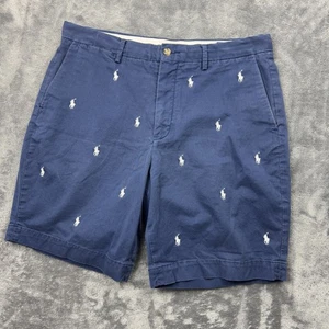 Polo Ralph Lauren Shorts Mens 35 Blue Embroidered Pony Stretch Classic Chino - Picture 1 of 13