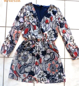 Express Womens Mod Floral Pop Front wrap Dress womens Sz M F162 - Picture 1 of 6