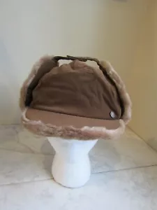 Fan Fancet Men's Brown Furry Round Bill Trapper Hat Size 58 cm - Picture 1 of 5