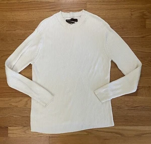 Perry Ellis Pullover Damen XL creme gerippt Anniversary Collection Rundhals Oberteil - Bild 1 von 6