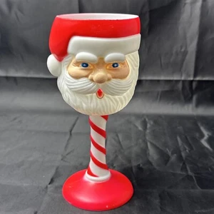 Vintage Christmas Santa Claus Candy Stripe  Wine Cup Goblet Plastic - Picture 1 of 11