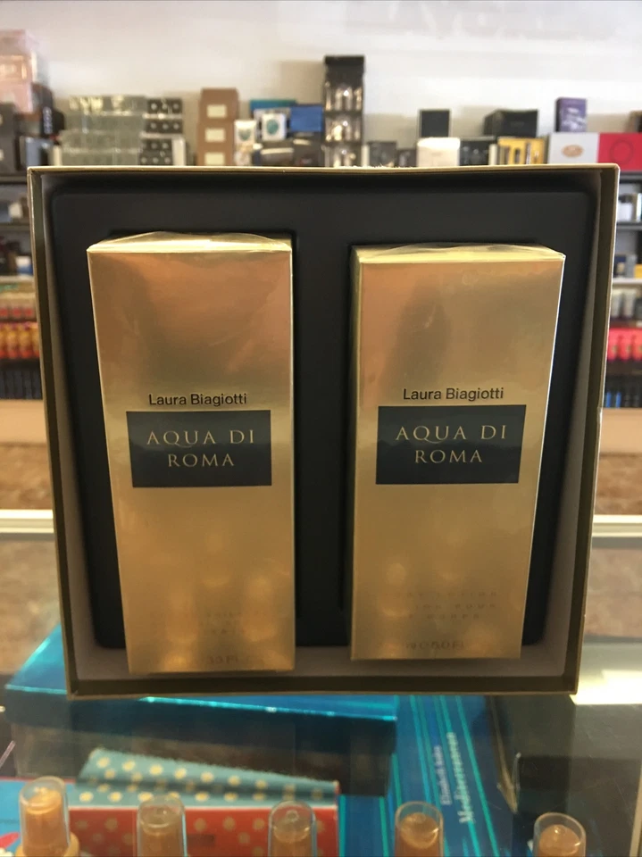 Laura Biagiotti Aqua di Roma 3,3 oz Eau De Toilette spray para MULHERES (novo na caixa) conjunto de presente - Imagem 1 de 3