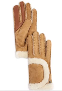 Guantes de piel de oveja UGG costura expuesta castaño S nuevos con etiquetas $165 - Imagen 1 de 3