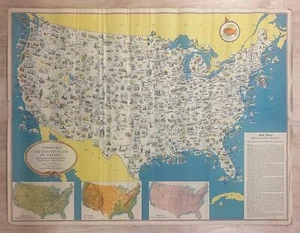 c.1945 Pictorial Map of the United States Office War Information WWII Era - Picture 1 of 3